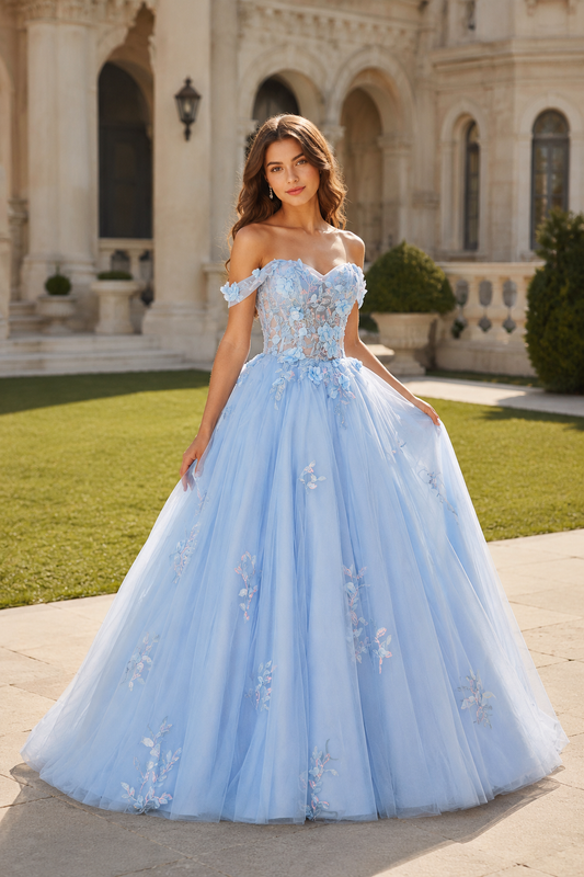 Anastasia Ball Gown Princess Off the Shoulder Sleeveless Long Floor Length Tulle Prom Dress