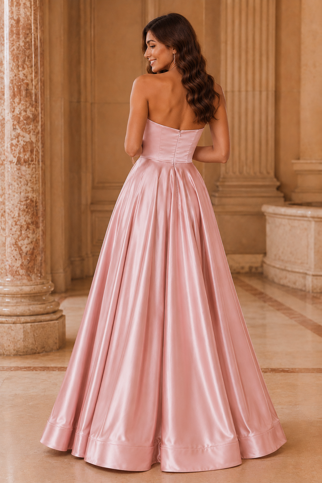 Kalvina A Line Satin Floor Length Prom Dress