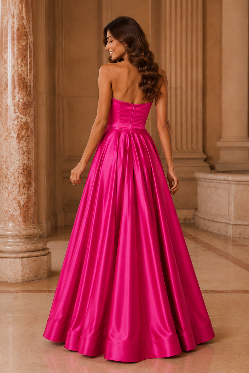 Kalvina A Line Satin Floor Length Prom Dress
