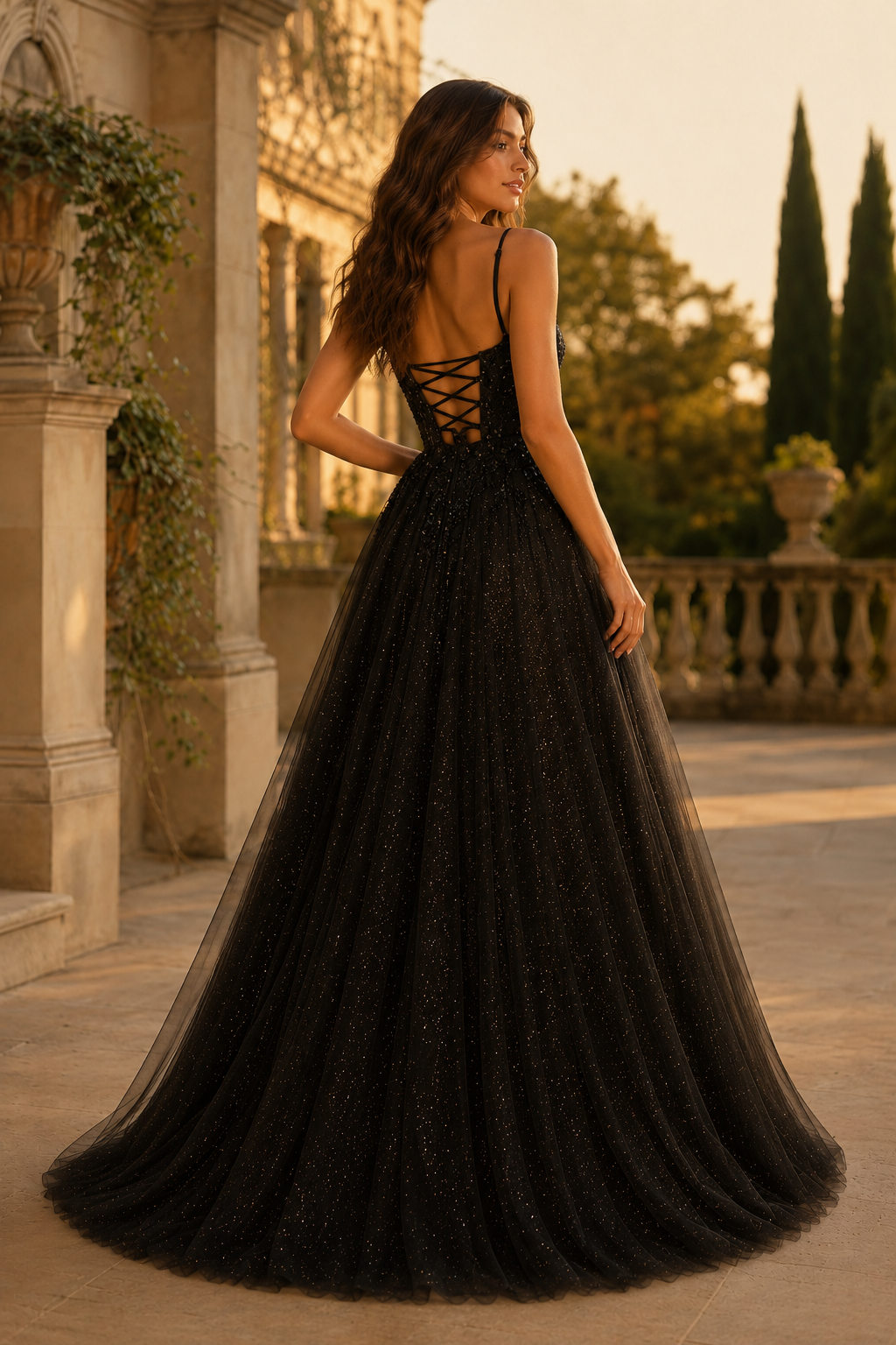 Jormara Spaghetti-Strap A-Line with Slit Prom Dress