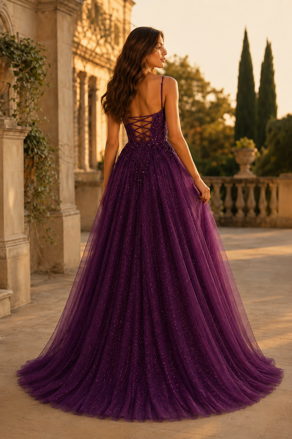 Jormara Spaghetti-Strap A-Line with Slit Prom Dress