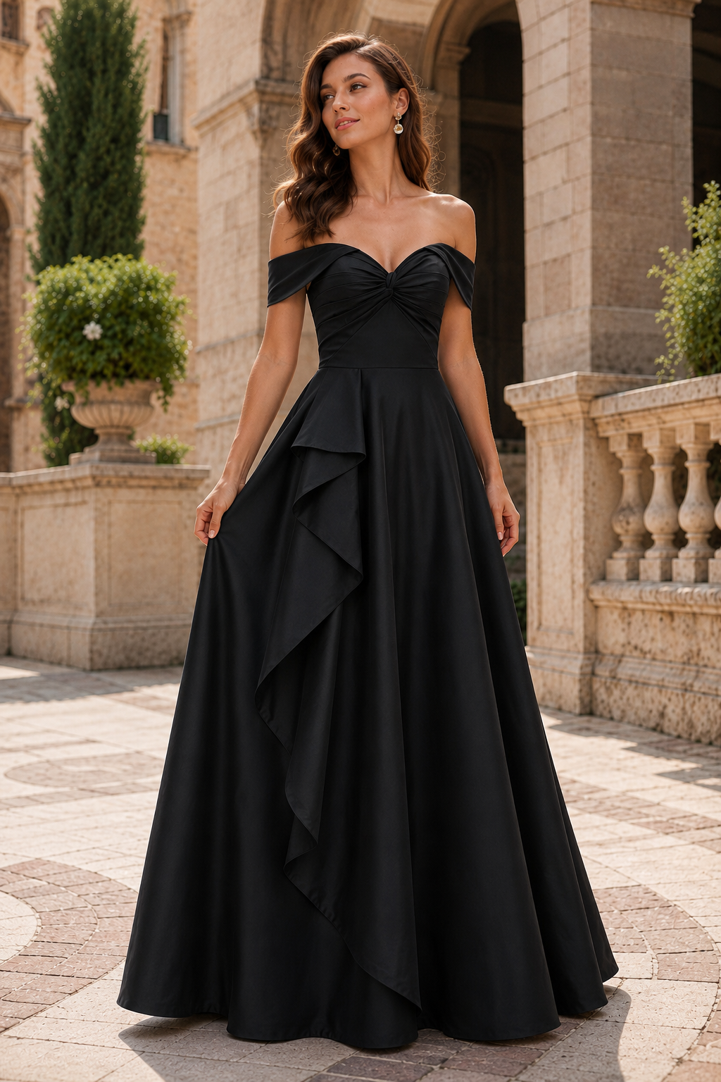 Jorvara Off-the-Shoulder Sweetheart Gown with Slit Prom Dress
