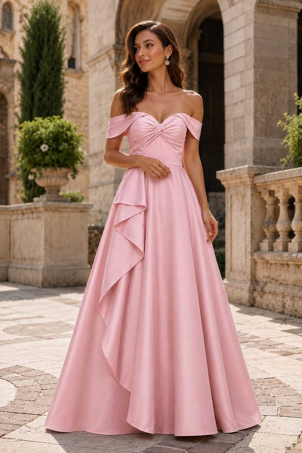 Jorvara Off-the-Shoulder Sweetheart Gown with Slit Prom Dress