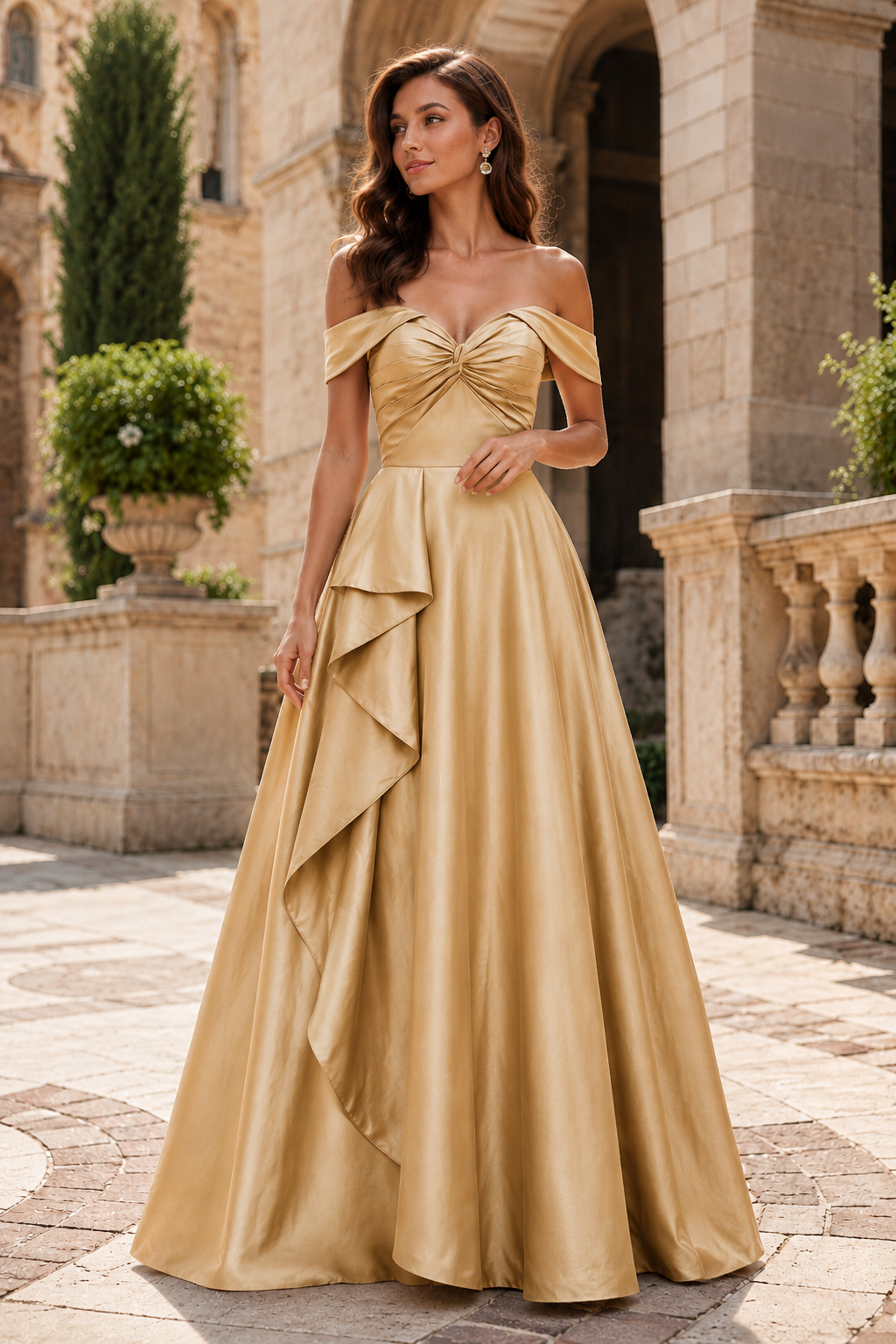 Jorvara Off-the-Shoulder Sweetheart Gown with Slit Prom Dress