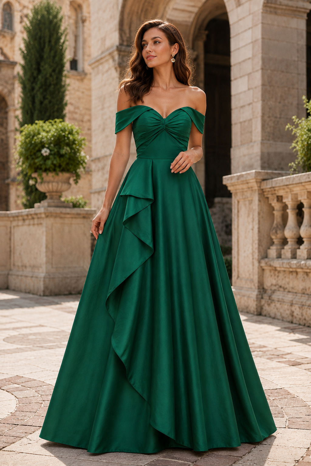 Jorvara Off-the-Shoulder Sweetheart Gown with Slit Prom Dress