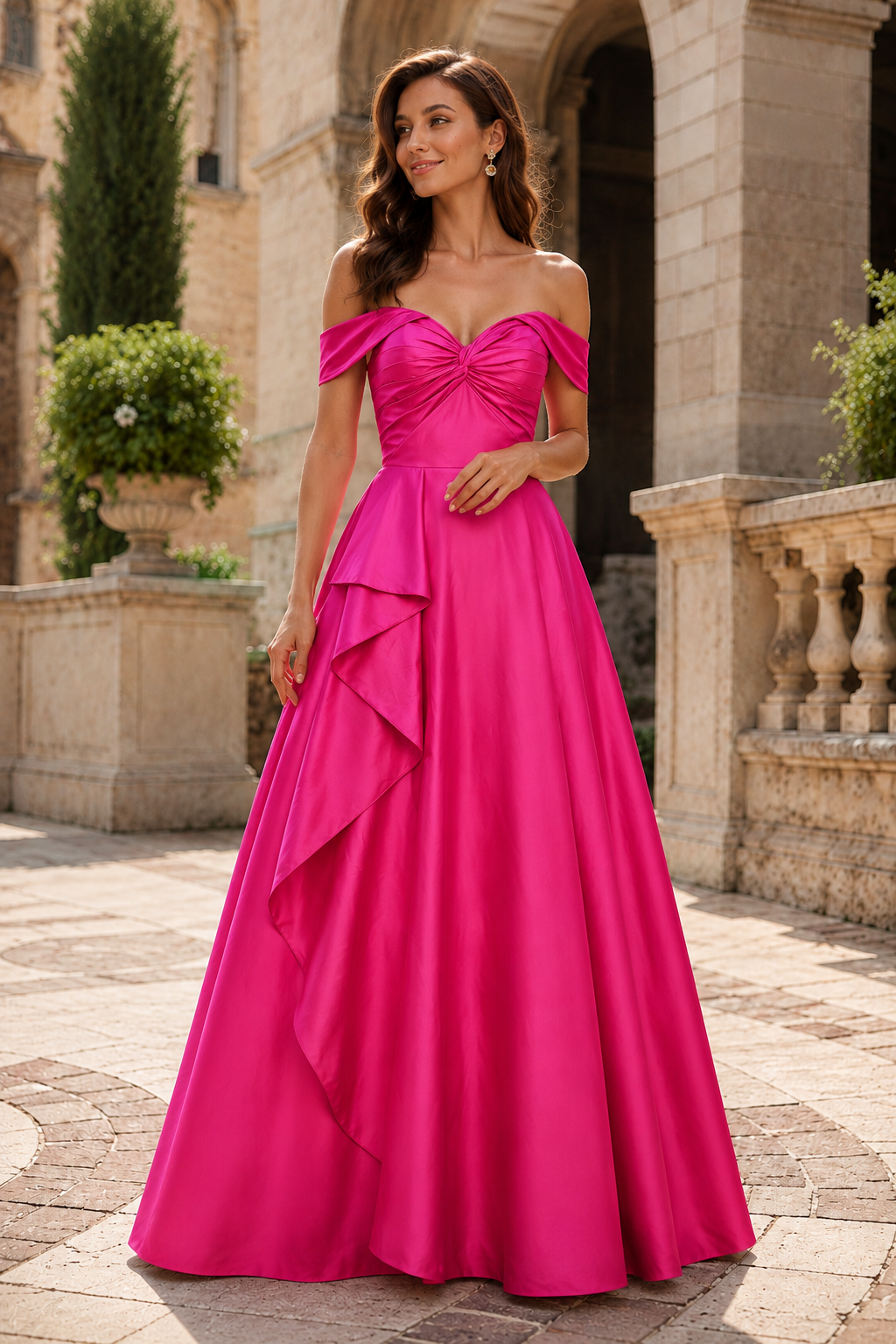 Jorvara Off-the-Shoulder Sweetheart Gown with Slit Prom Dress