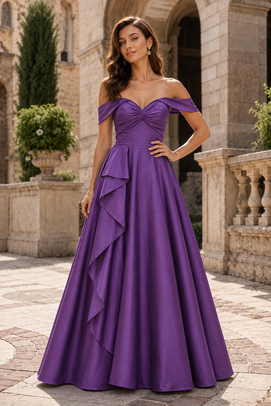 Jorvara Off-the-Shoulder Sweetheart Gown with Slit Prom Dress