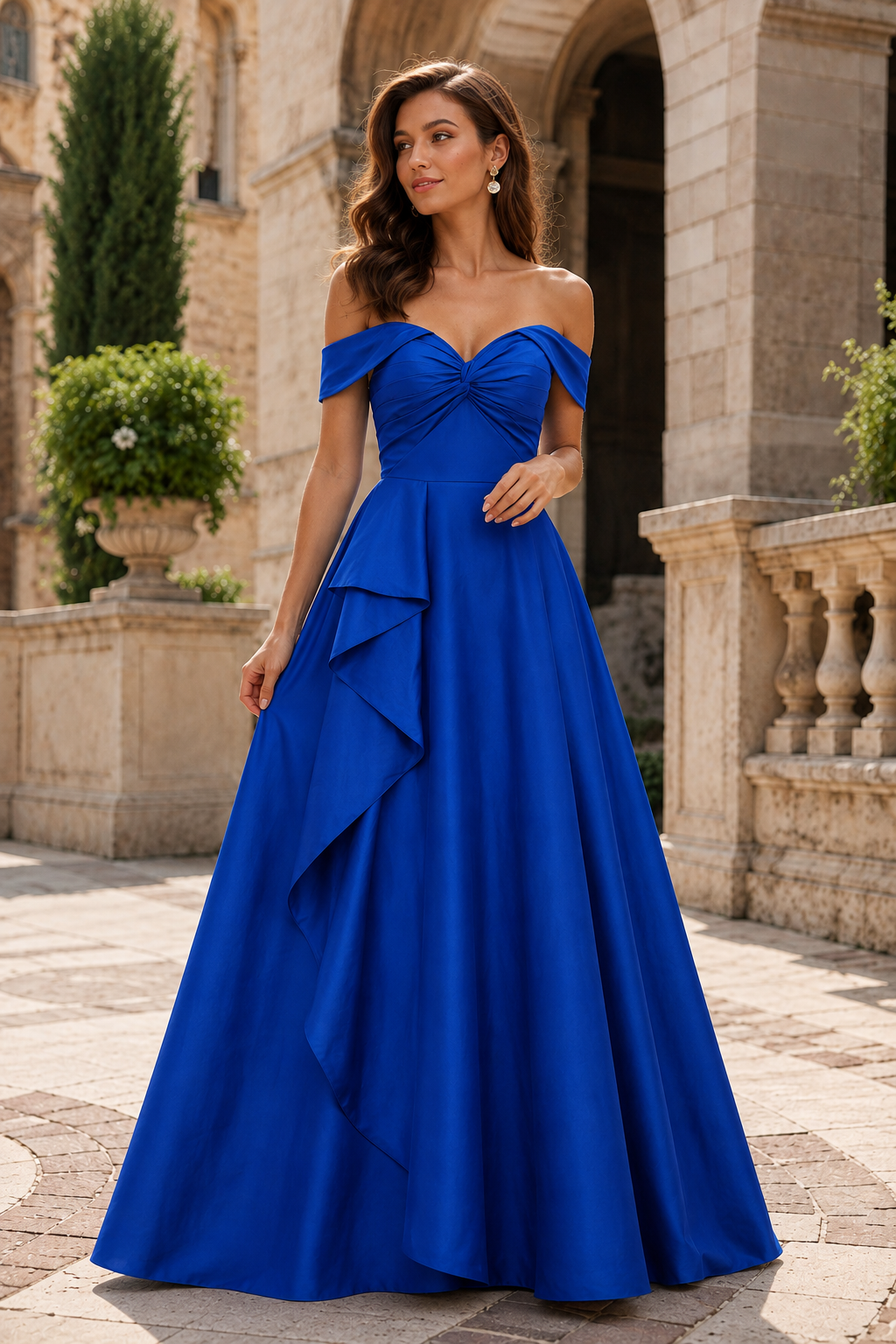 Jorvara Off-the-Shoulder Sweetheart Gown with Slit Prom Dress