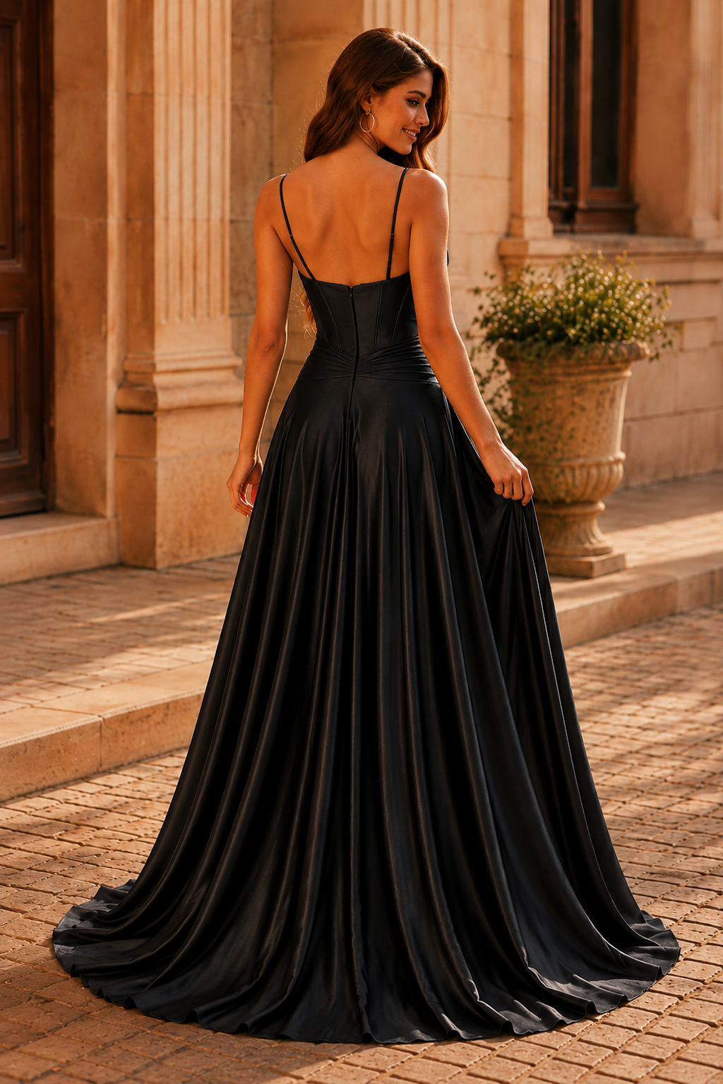Jorbelle Strapless Fitted Gown with Slit Prom Dress