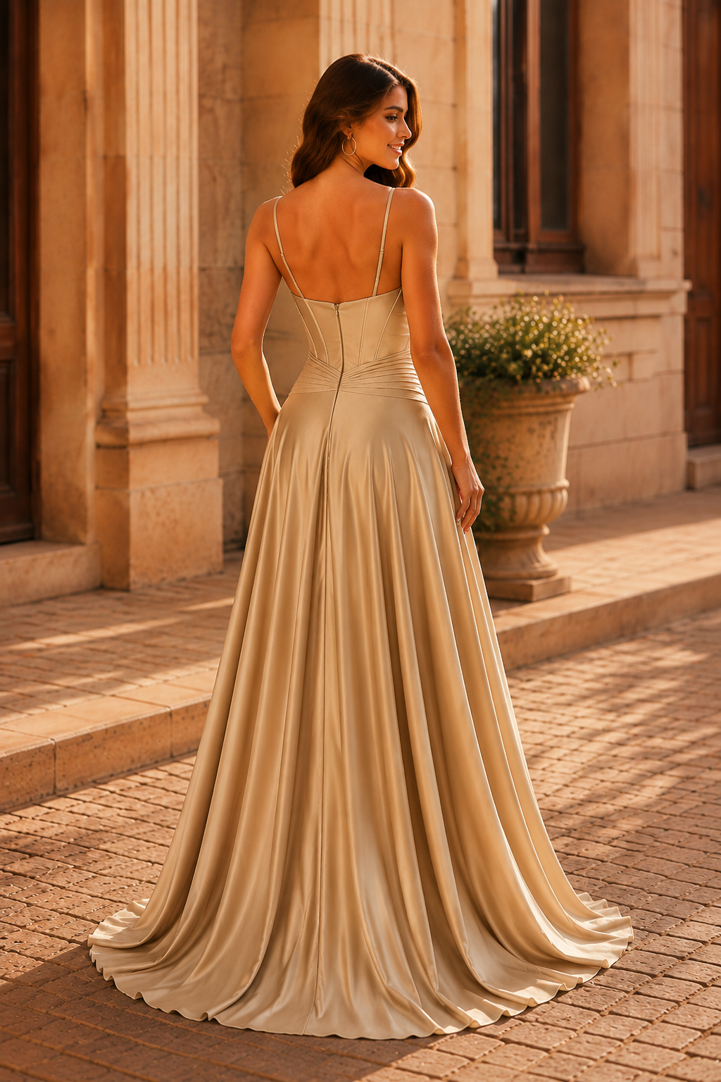 Jorbelle Strapless Fitted Gown with Slit Prom Dress
