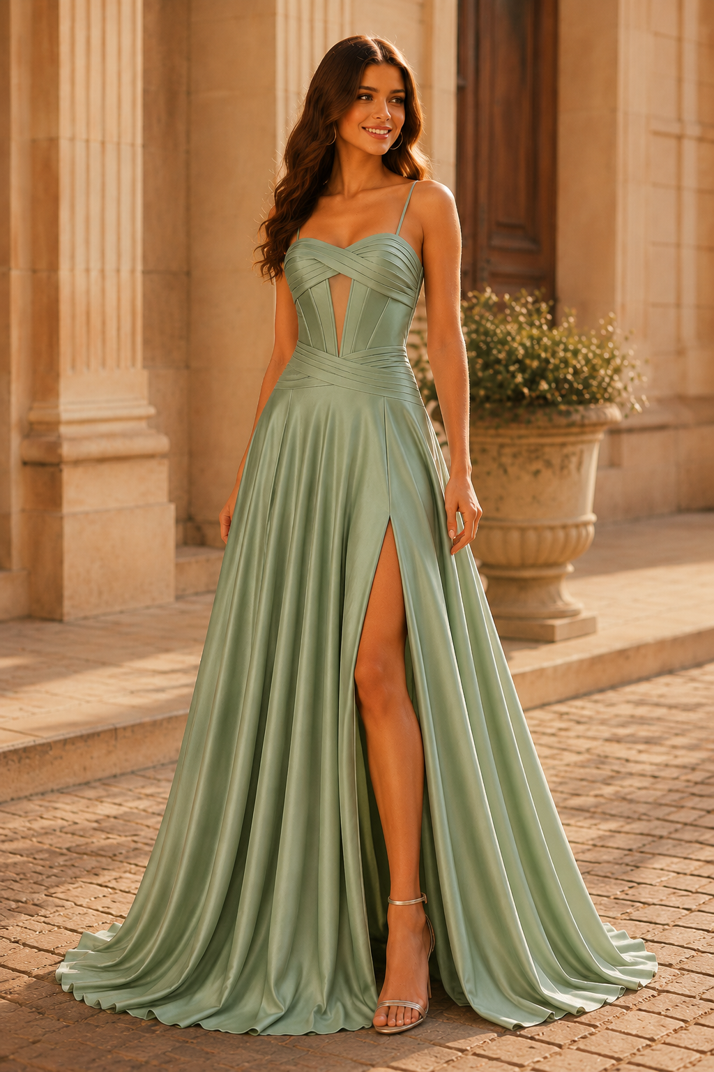 Jorbelle Strapless Fitted Gown with Slit Prom Dress