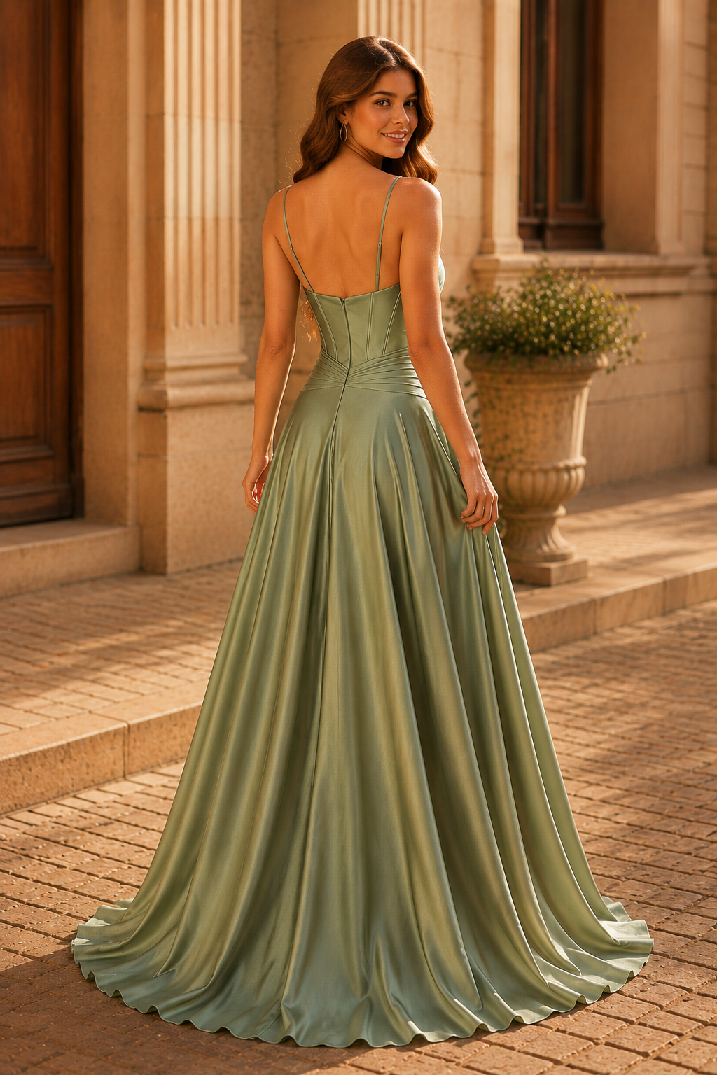Jorbelle Strapless Fitted Gown with Slit Prom Dress