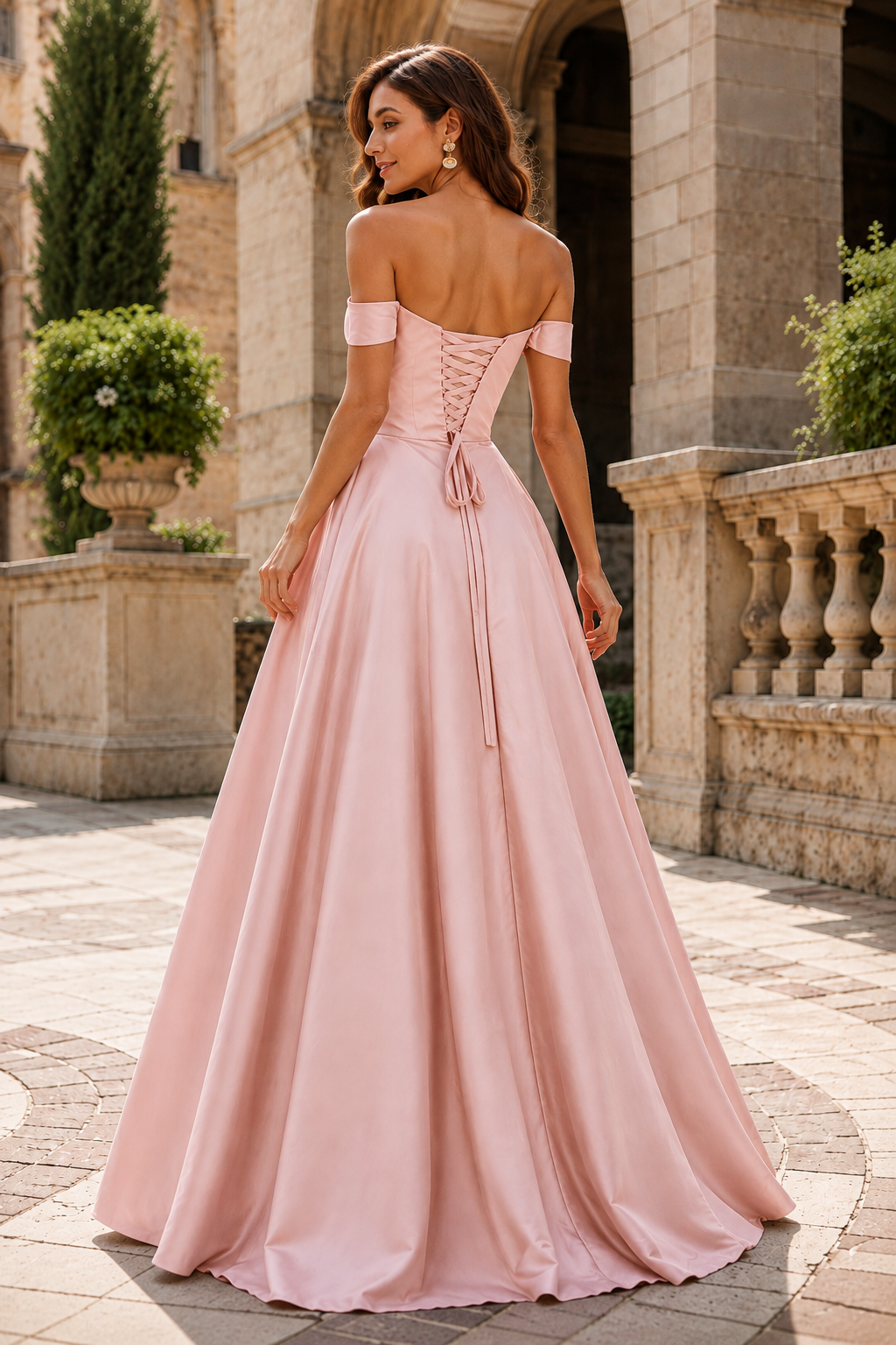 Jorselle Off-the-Shoulder Draped Ball Gown Prom Dress
