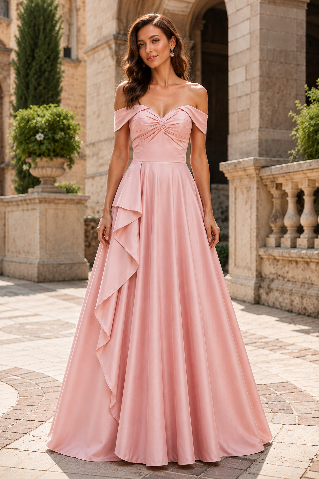 Jorselle Off-the-Shoulder Draped Ball Gown Prom Dress