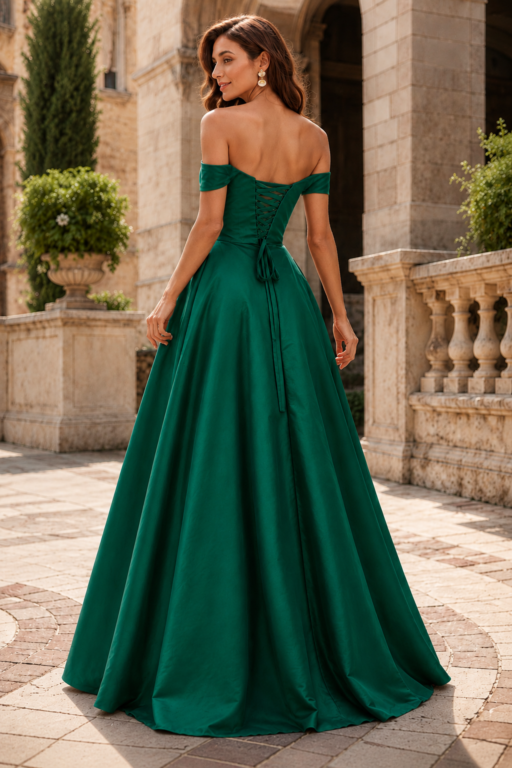 Jorselle Off-the-Shoulder Draped Ball Gown Prom Dress