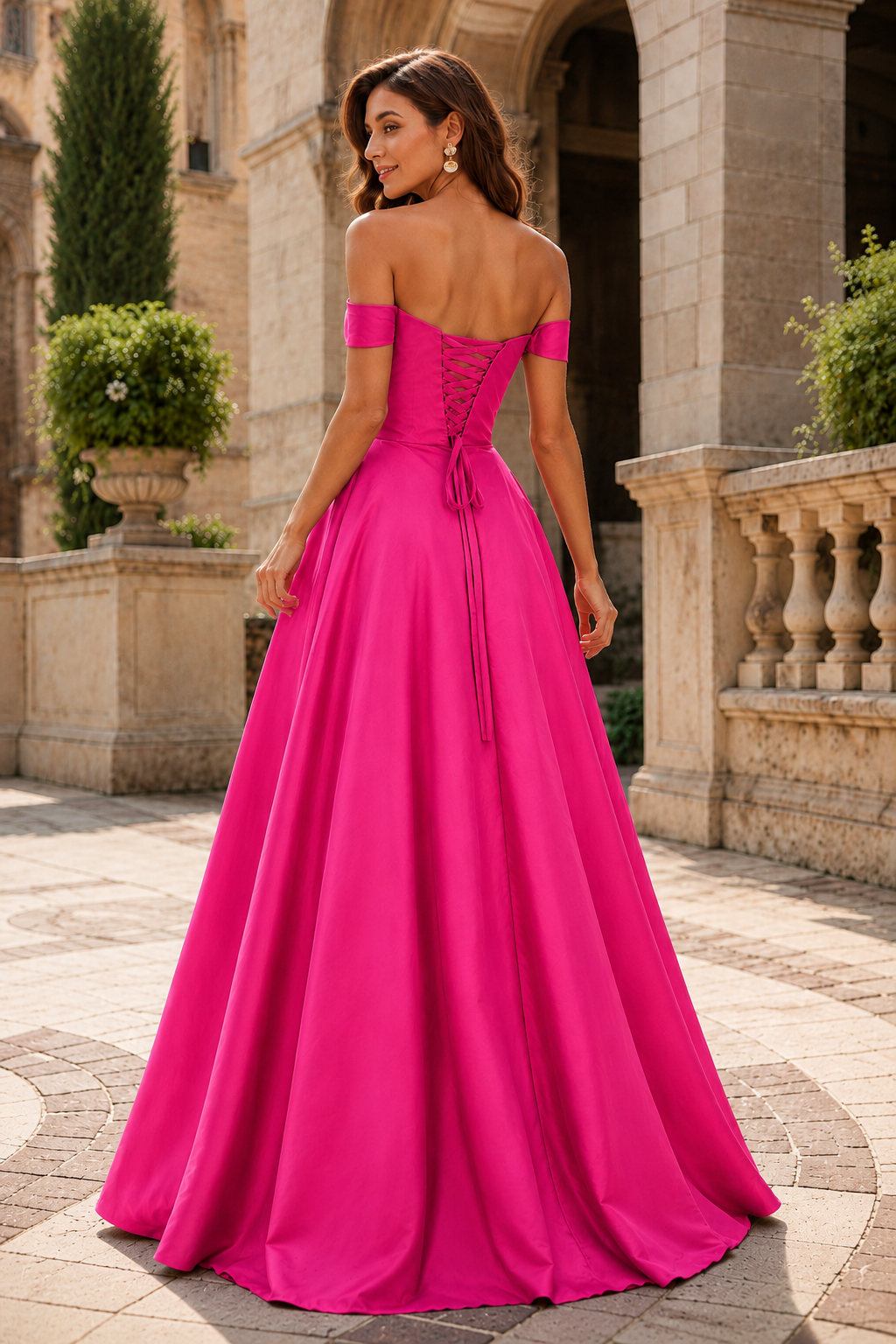 Jorselle Off-the-Shoulder Draped Ball Gown Prom Dress