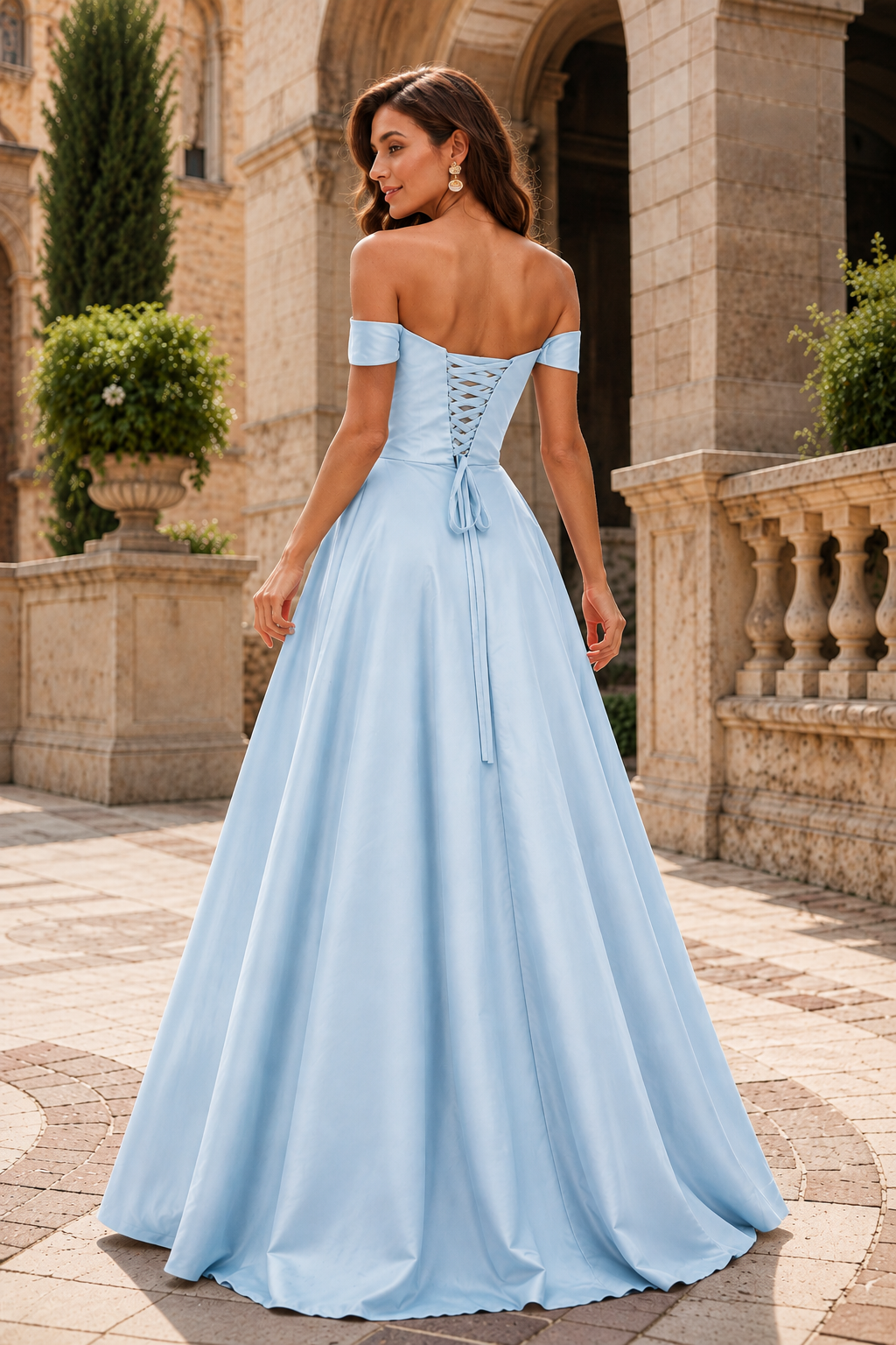 Jorselle Off-the-Shoulder Draped Ball Gown Prom Dress