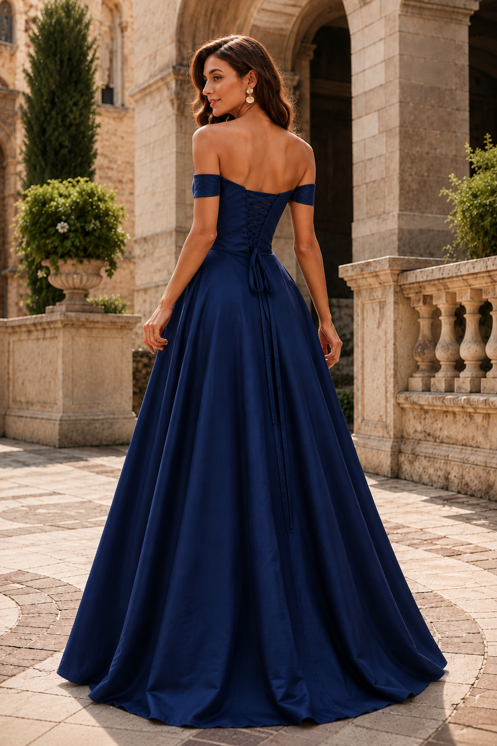 Jorselle Off-the-Shoulder Draped Ball Gown Prom Dress