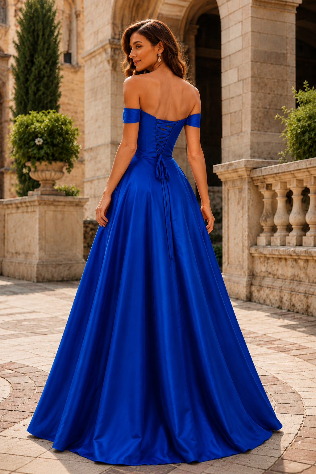 Jorselle Off-the-Shoulder Draped Ball Gown Prom Dress