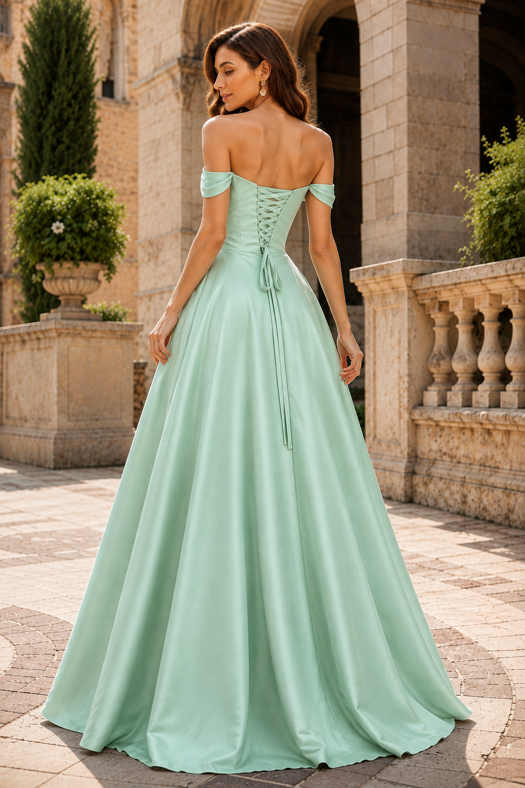 Jorselle Off-the-Shoulder Draped Ball Gown Prom Dress
