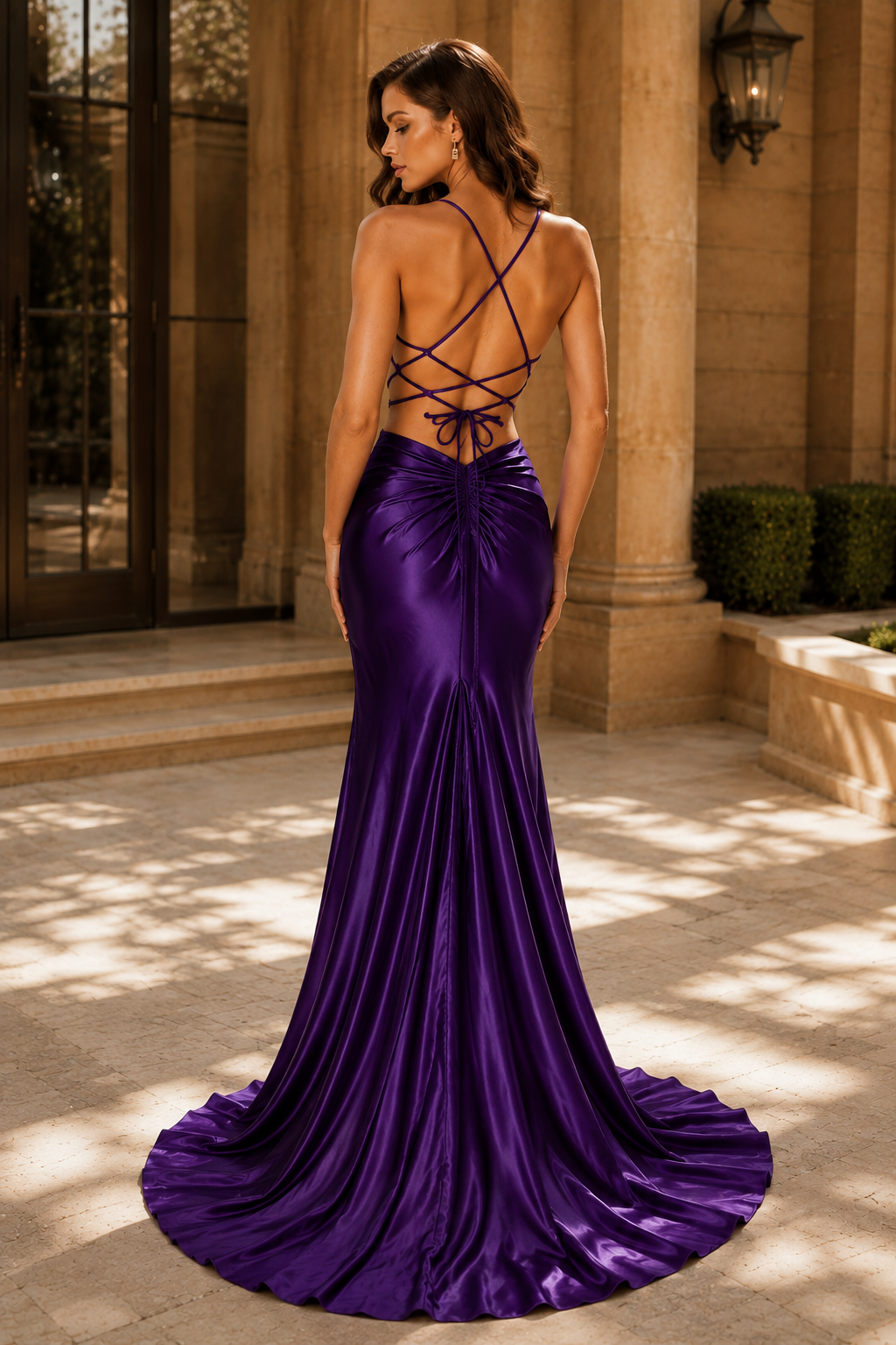 Jorthia Spaghetti-Strap Fitted Gown Prom Dress