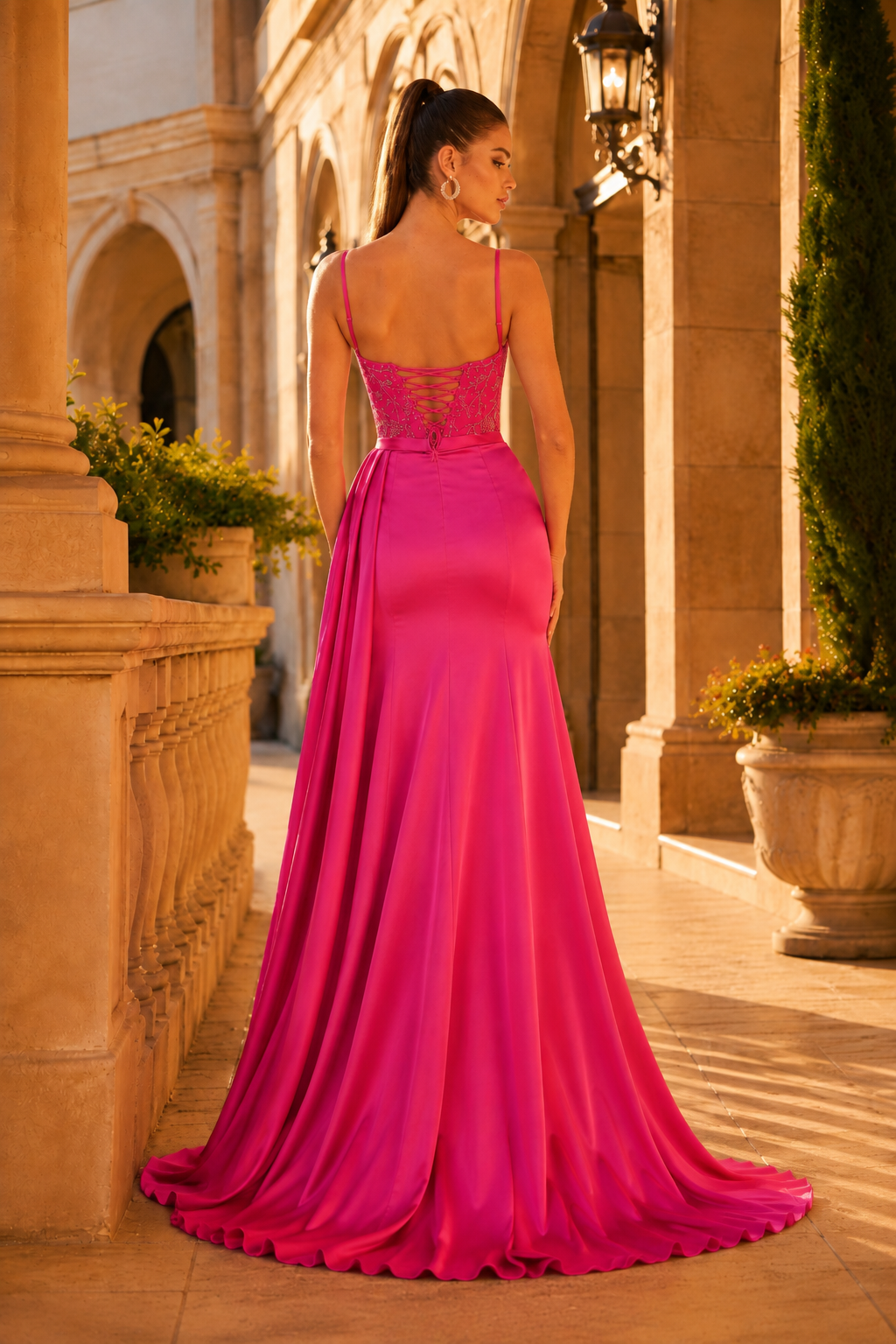 Jorlora Teal Sweetheart Embellished Gown with Slit Prom Dress