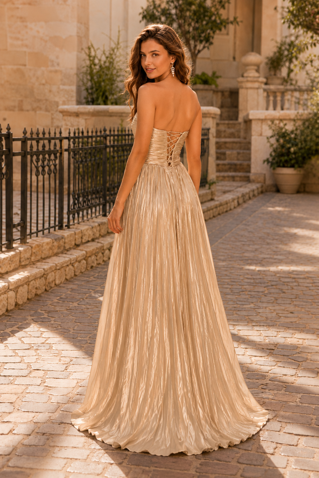 Jorria Strapless Embellished Ball Gown Prom Dress