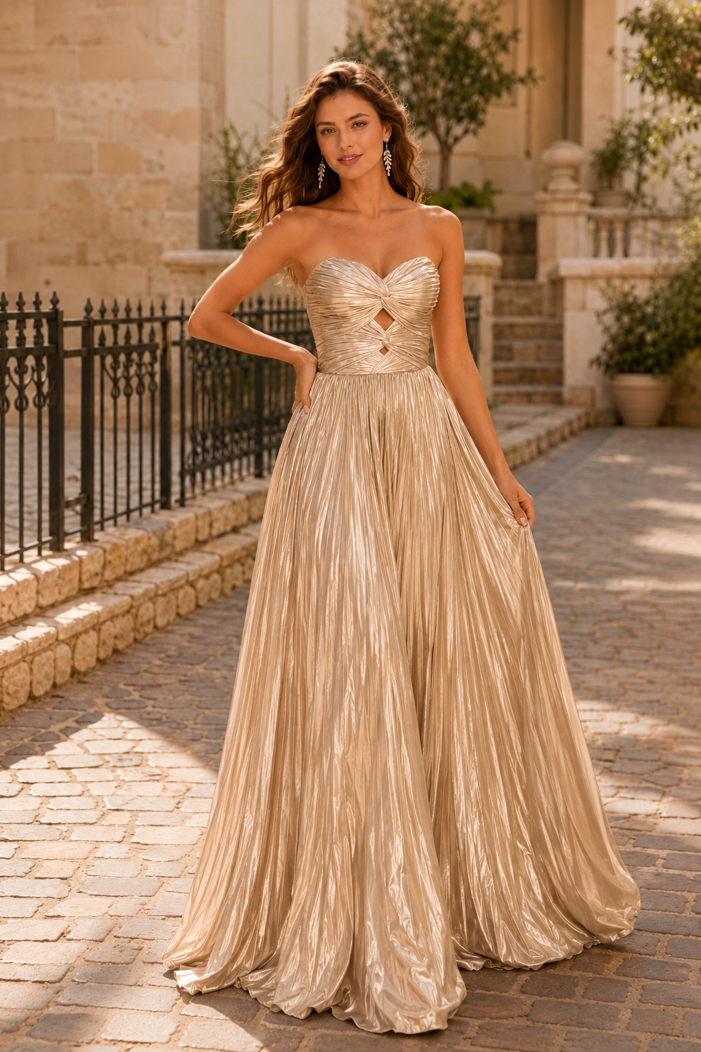 Jorria Strapless Embellished Ball Gown Prom Dress