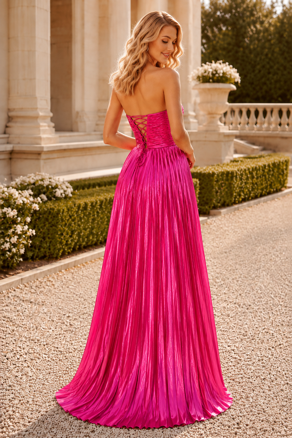 Jornette Turquoise Strapless Embellished Gown with Slit Prom Dress