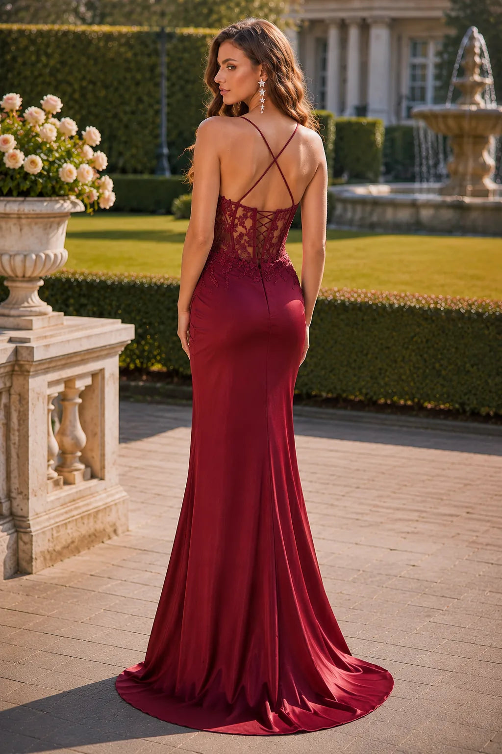 Isamira Light Embellished-Bodice Gown with Slit Prom Dress