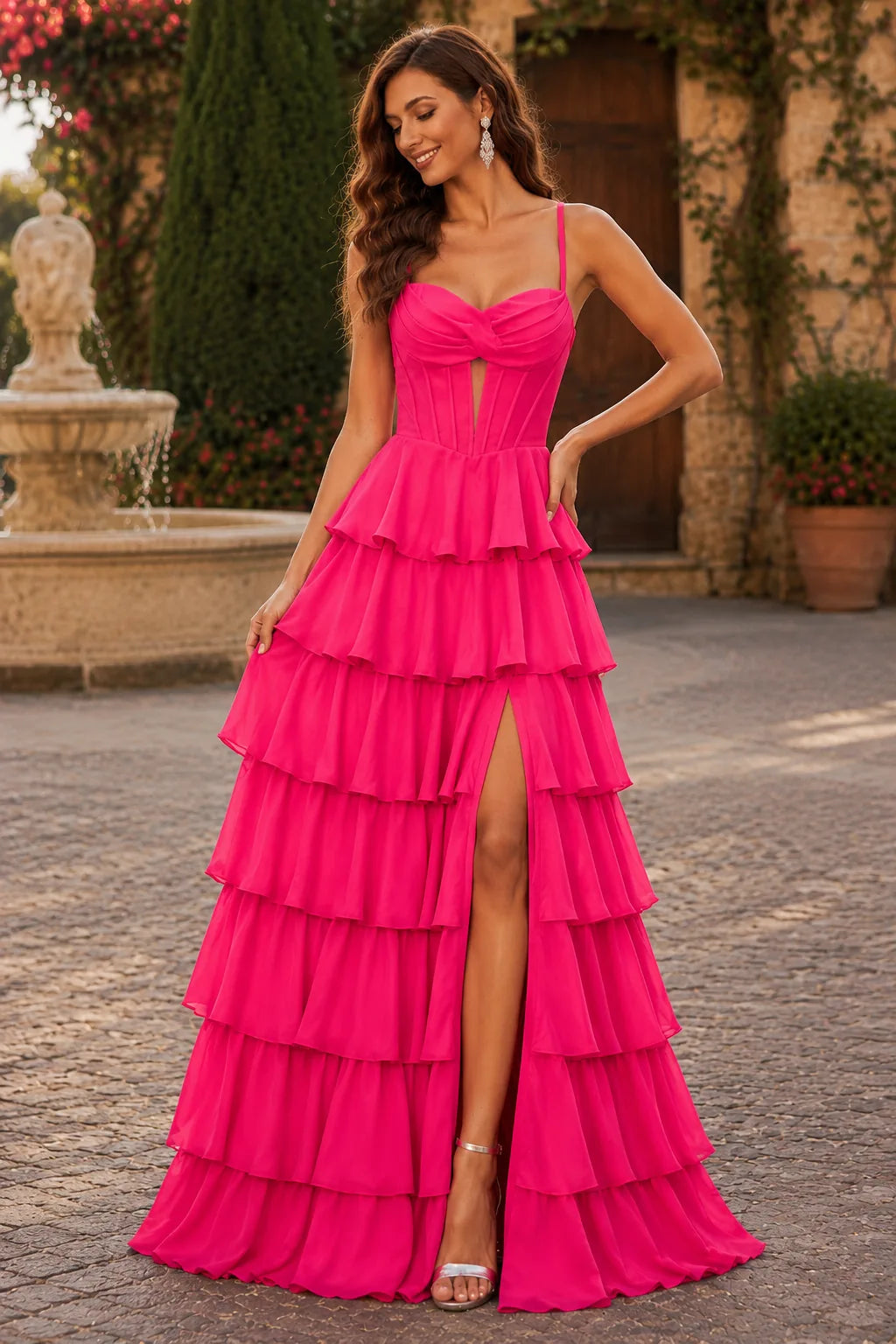 Helliane Tiered Ruffle Gown Prom Dress