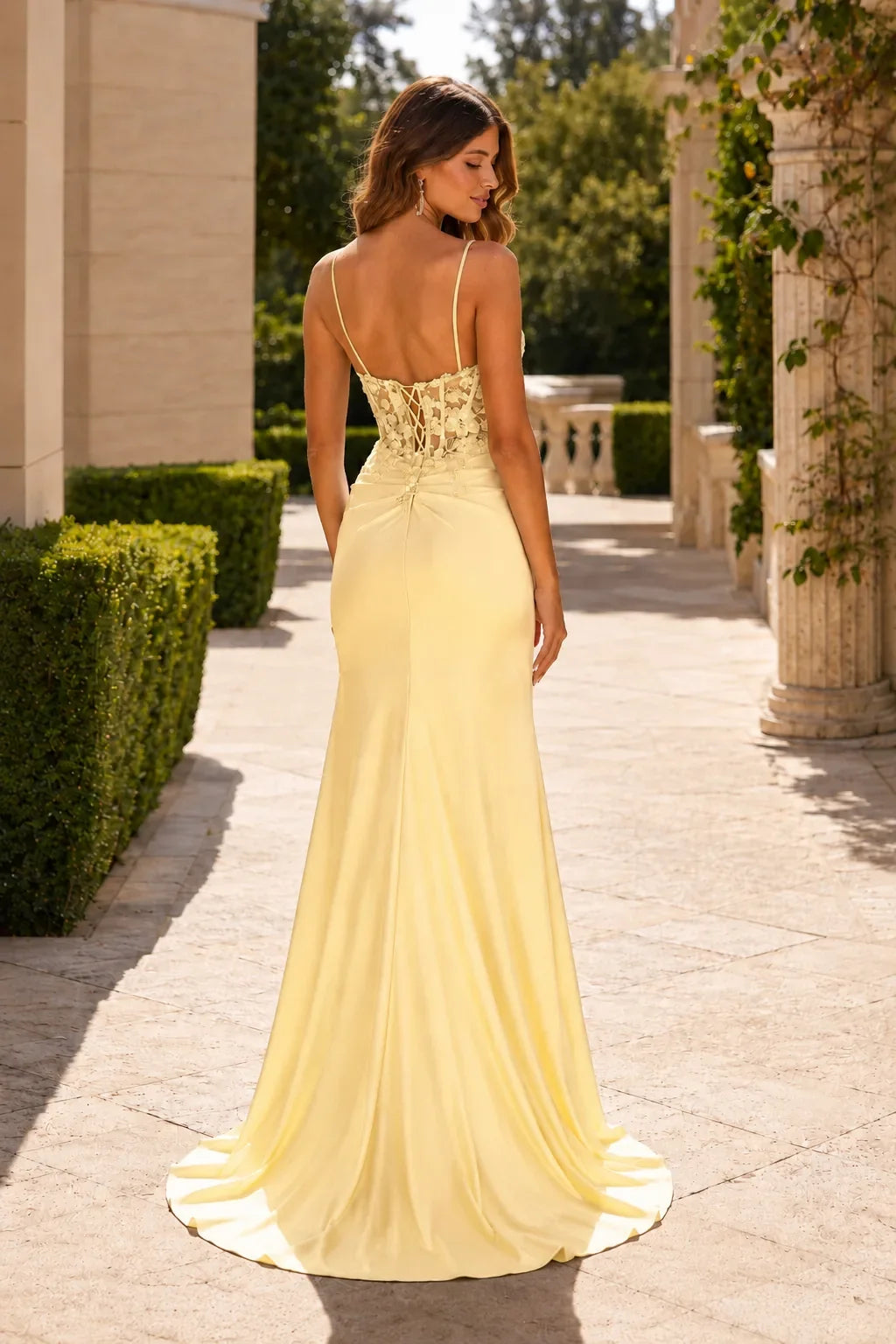 Helvina Aqua Strapless Embellished Gown with Slit Prom Dress