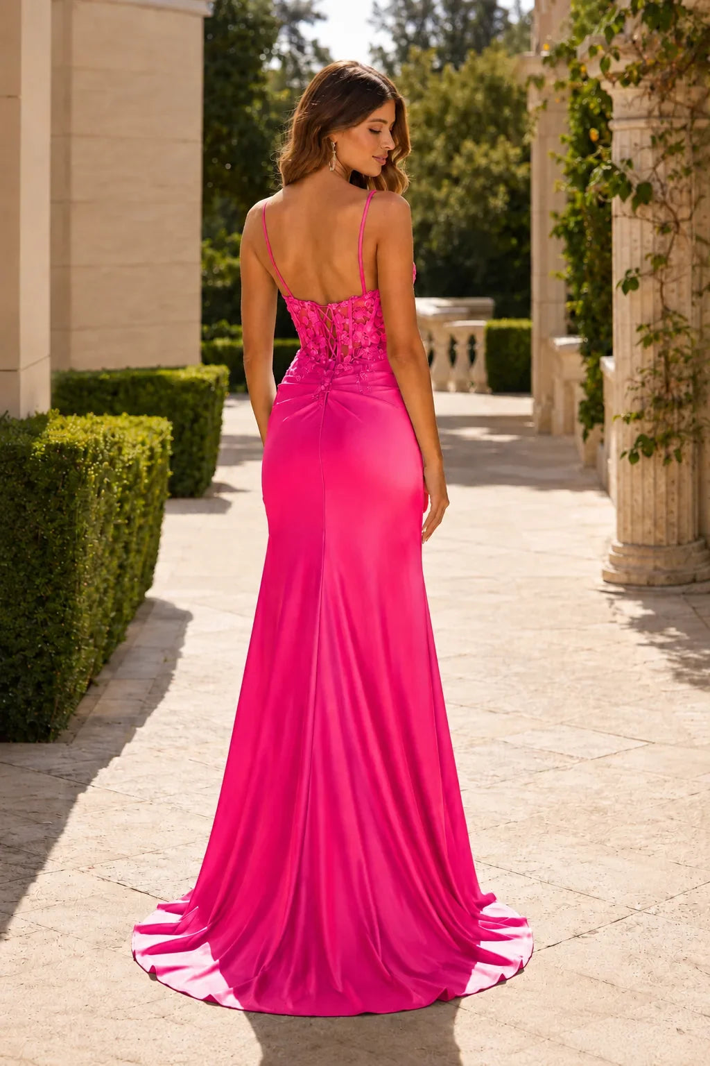 Helvina Aqua Strapless Embellished Gown with Slit Prom Dress