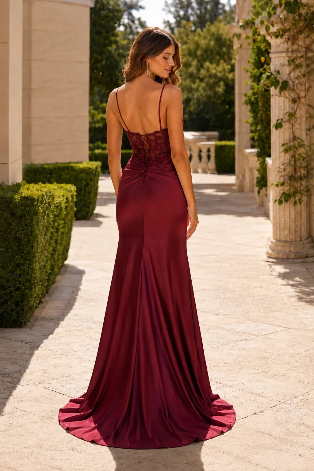 Helvina Aqua Strapless Embellished Gown with Slit Prom Dress