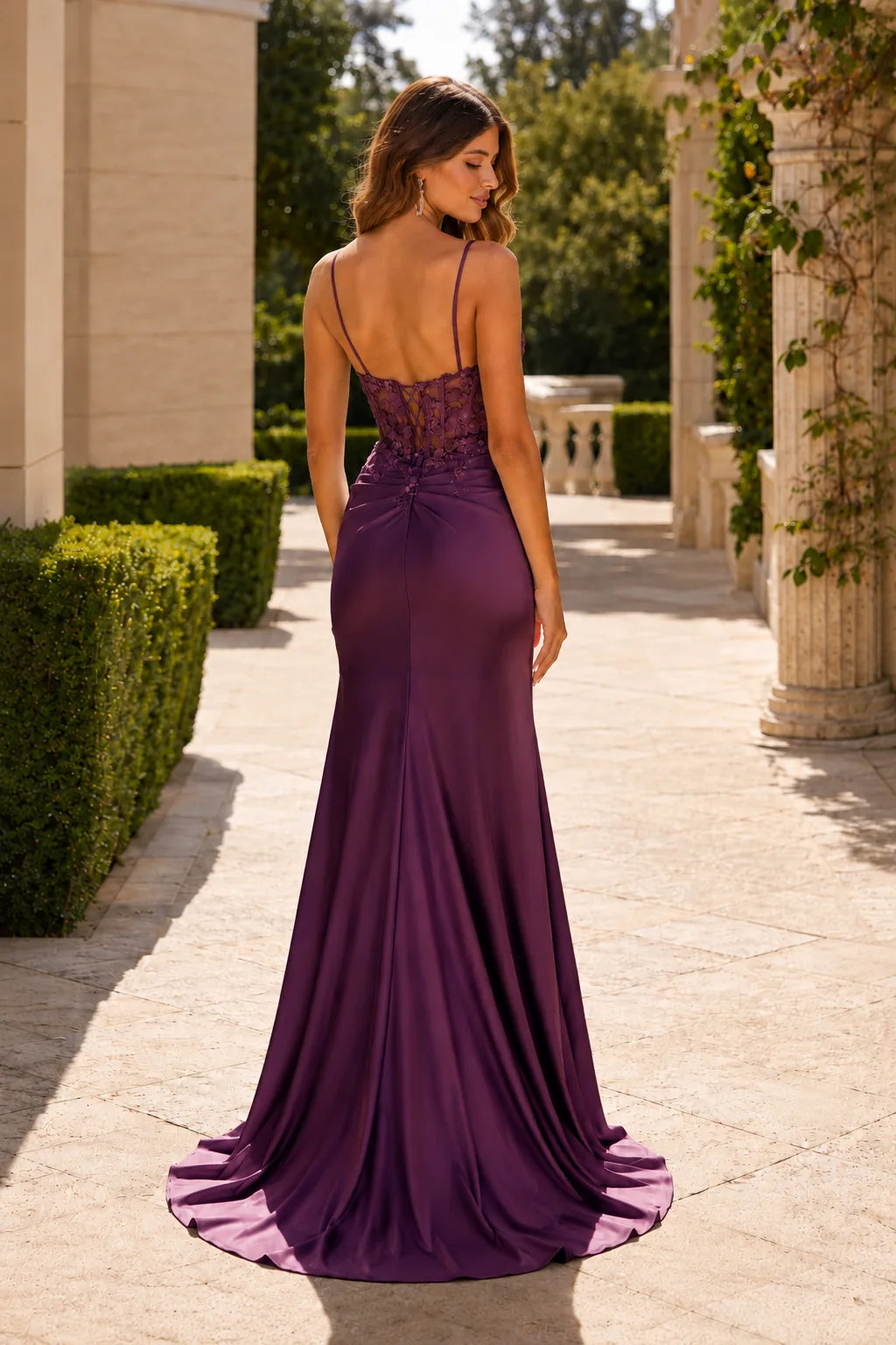 Helvina Aqua Strapless Embellished Gown with Slit Prom Dress