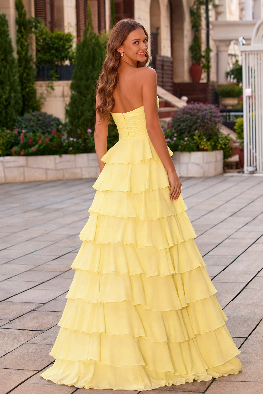 Elomara Sweetheart Tiered A-Line Prom Dress