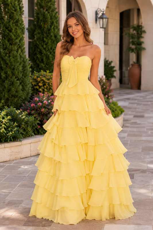 Elomara Sweetheart Tiered A-Line Prom Dress